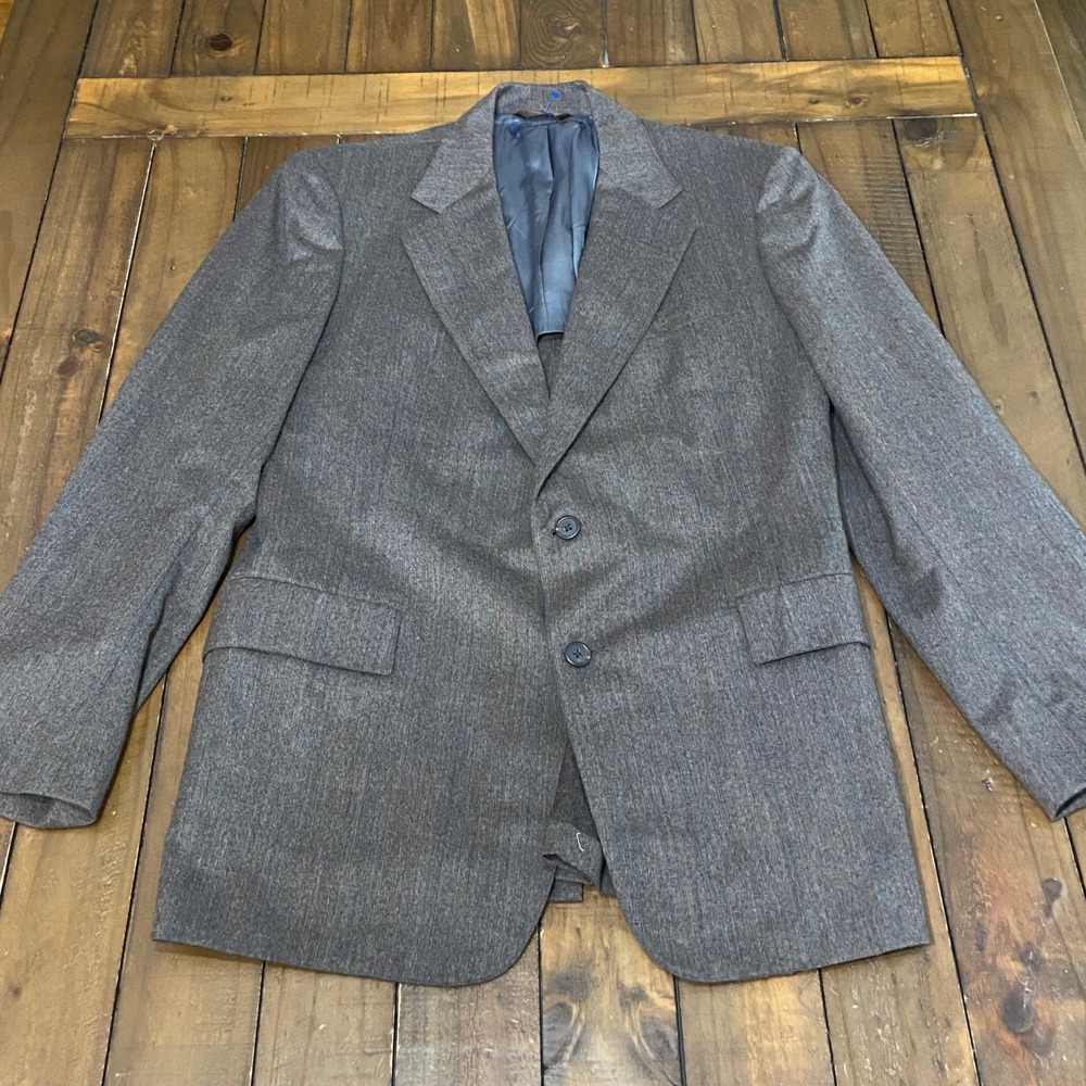 Brooks Brothers 346 Mens Vintage Brown Herringbone Suit Union Made USA 44R 37x29